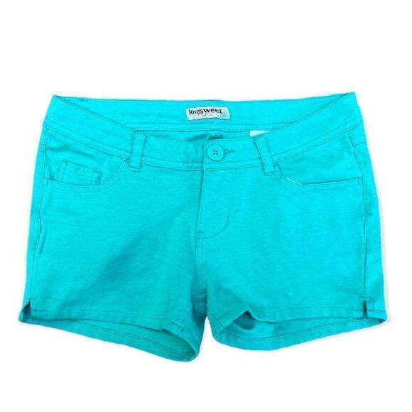 LOVESWEET Pants - LOVE SWEET BRIGHT GREEN KNIT STRETCH SHORTS 5-POCKET DENIM STYLE JUNIOR SIZE M